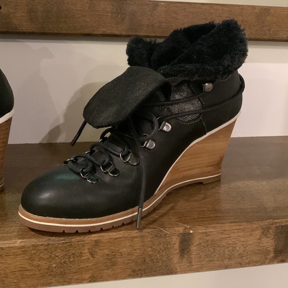 Leather Suede & Merino Wool Wedge Ankle Boot Emu Australia - Picture 6 of 10